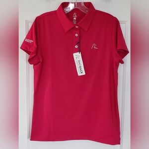 Rhoback Womens Solid Scarlet Performance Polo Golf Company Logo - Size M - NWT